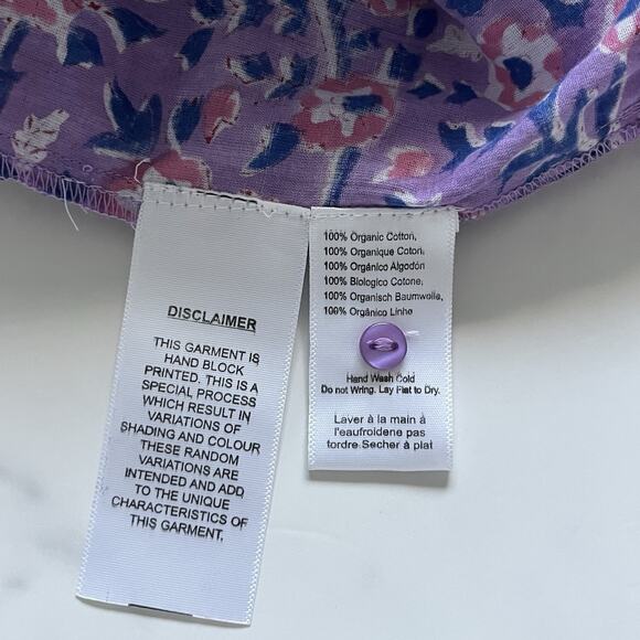 Emerson Fry Emmaline Blouse Violet Wildflowers Cotton Peasant Prairie Top Size S - Picture 7 of 13